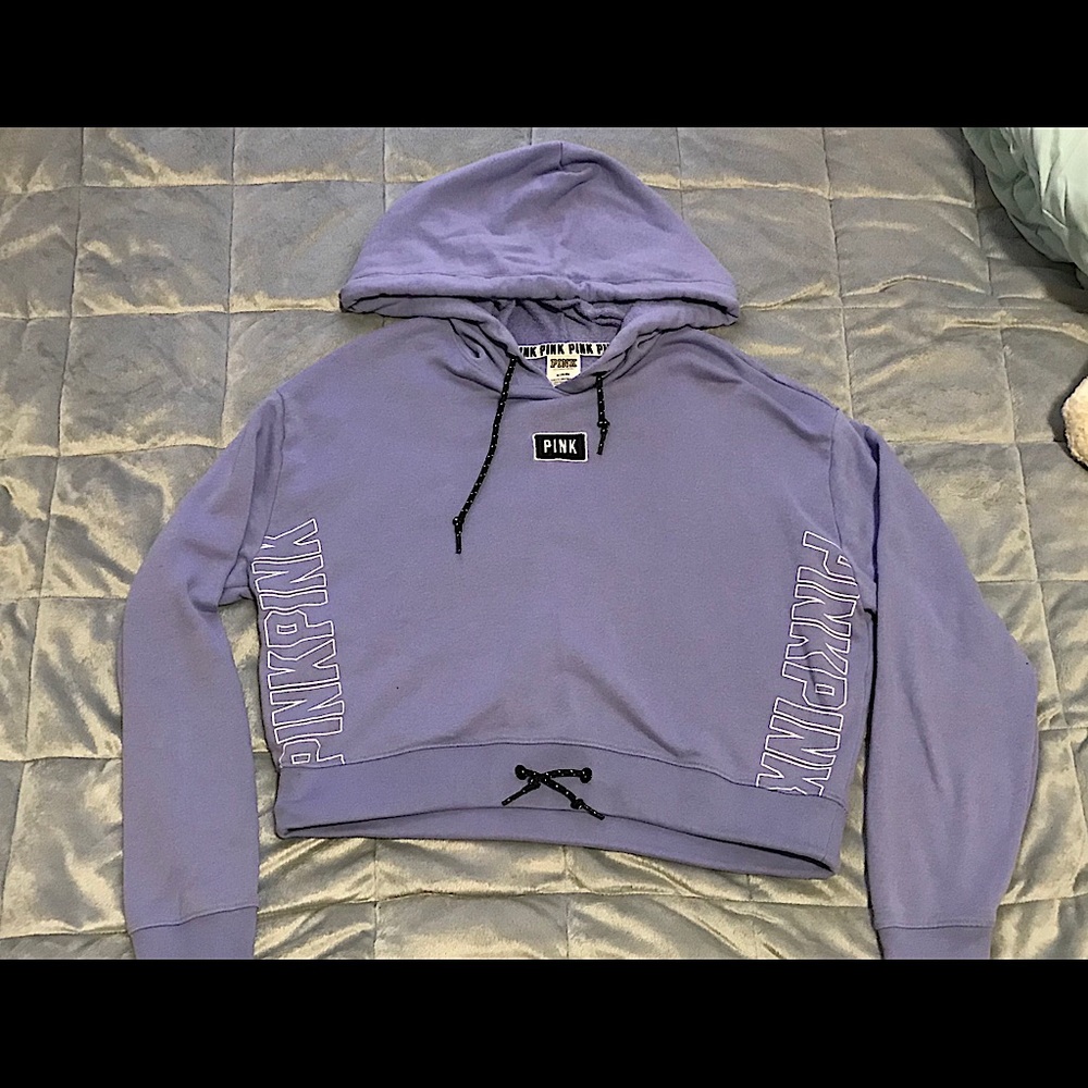 Pink Victoria’s Secret crop top hoodie